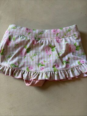 Minnie Mouse Girls' Pink Floral Ruffle Swim Skirt Bikini Bottom Size 5